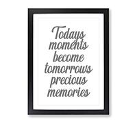 Precious Memories Typography Quote Framed Print | A2 Black Framed Wall Art | Ready to Hang | Modern Positive Affirmations Picture | Living Room Bedroom Lounge Office