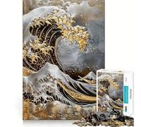 Precious Metal Japan Wave 1000 Piece Jigsaws for Teenagers Puzzle Memory Gain Relaxing Fun Design Assembly Warm Surprise (38x26cm)