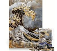 Precious Metal Japan Wave 1000 Piece Jigsaws for Teenagers Puzzle Memory Gain Relaxing Fun Design Assembly Warm Surprise (38x26cm)