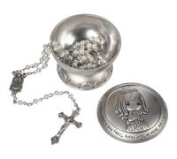 Precious Moments 172409 May His Light Shine in Your Heart Today & Always Girl First Communion Rosary & Silver Zinc Alloy Rosary Box