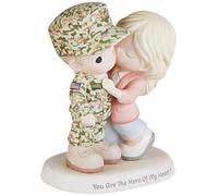 Precious Moments 193010 You are The Hero of My Heart Service Couple Bisque Porcelain FIGURINE, One Size, Multicolor