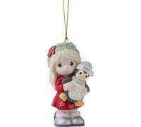 Precious Moments 2024 Collector Little Girl Ornament | Have Yourself A Merry Little Christmas Dated 2024 Girl Bisque Porcelain Ornament | Holiday Decor & Gifts
