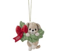 Precious Moments 2024 Dated Dog Ornament | Hanging Out for The Holidays Dated 2024 Dog Bisque Porcelain Ornament | Christmas Decor & Gifts