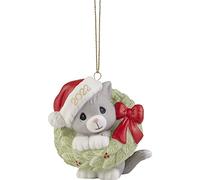 Precious Moments 221007 Wreathed in Christmas Joy 2022 Dated Cat Bisque Porcelain Ornament