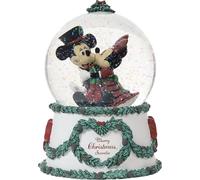 Precious Moments 241701 Merry Christmas, Sweetie Disney Mickey Mouse and Minnie Mouse Resin/Glass Musical Snow Globe