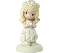 Precious Moments Communion Figurine, May His Light Shine In Your Heart Today And Always, First Communion Gift For Girls, Bisque Porcelain Religious Keepsake for Catholic and Christian Faith