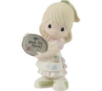 Precious Moments Girl with Painted Rock Figurine - Blonde