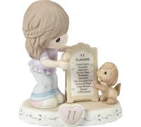 Precious Moments, Growing In Grace, Age 11, Bisque Porcelain Figurine, Brunette Girl, 154038B