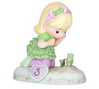 Precious Moments, Growing In Grace, Age 3, Bisque Porcelain Figurine, Blonde Girl, 142012