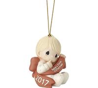 Precious Moments Holiday Christmas Bisque Porcelain Hanging Ornament with S-Hook (Baby Boy's First Christmas (2017) 171006)