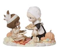 Precious Moments Limited Edition Thanksgiving Figurine | First Thanksgiving Limited Edition Bisque Porcelain Figurine | First Thanksgiving Scene | Fall Home Décor & Gifts
