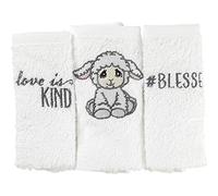 Precious Moments Luffie Lamb 3 Pack Washcloths, White/Grey