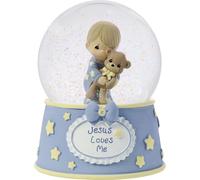 Precious Moments Snow Globe for Boys with Musical Feature, Jesus Loves Me Theme in Resin/Glass Composition, 132103
