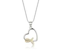 Precious Pieces Sterling Silver Heart "Never Give up - You are Loved" Cancer Survivor and Awareness Ribbon Necklace, Sterling Silver, Cubic Zirconia