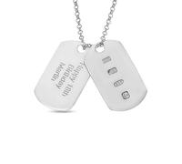 Precious Sentiments Personalised Sterling Silver Mens Double Dog Tag Yellow