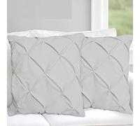 Precious Star Linen Pillow Sham Set of 2 Pinch Plated/Pintuck Pillow Cover Sham Solid Design 600 Thread Count Natural Cotton, Hypoallergenic (Square (24'' x 24''), Silver Grey Solid)