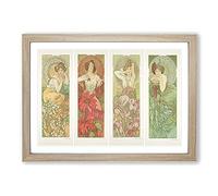 Precious Stones by Alphonse Mucha Framed Print | A2 Oak Framed Wall Art | Ready to Hang | Modern Nature Picture | Living Room Bedroom Lounge Office