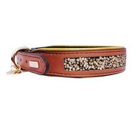 Precious Stones Pet Leather Dog Collar Adjustable Sparkle Brown DO&G Multi M