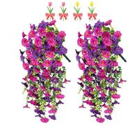 Precise Artificial Hanging Flowers,76cm Realistic Morning Glories for Wall Hanging,for Indoor and Outdoor Homes,Rooms,Gardens,Weddings,Long Corridors and Walls Outside the Door (4, Two-Color)