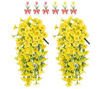 Precise Artificial Hanging Flowers,76cm Realistic Morning Glories for Wall Hanging,for Indoor and Outdoor Homes,Rooms,Gardens,Weddings,Long Corridors and Walls Outside the Door (6, Yellow)