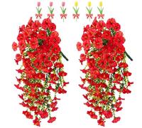 Precise Artificial Hanging Flowers,76cm Realistic Morning Glories for Wall Hanging,for Indoor and Outdoor Homes,Rooms,Gardens,Weddings,Long Corridors and Walls Outside the Door (6, Red)