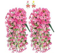 Precise Artificial Hanging Flowers,76cm Realistic Morning Glories for Wall Hanging,for Indoor and Outdoor Homes,Rooms,Gardens,Weddings,Long Corridors and Walls Outside the Door (2, Pink)