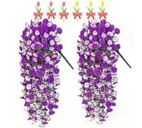 Precise Artificial Hanging Flowers,76cm Realistic Morning Glories for Wall Hanging,for Indoor and Outdoor Homes,Rooms,Gardens,Weddings,Long Corridors and Walls Outside the Door (6, Purple white)