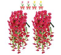 Precise Artificial Hanging Flowers,76cm Realistic Morning Glories for Wall Hanging,for Indoor and Outdoor Homes,Rooms,Gardens,Weddings,Long Corridors and Walls Outside the Door (4, Rose Red)