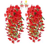 Precise Artificial Hanging Flowers,76cm Realistic Morning Glories for Wall Hanging,for Indoor and Outdoor Homes,Rooms,Gardens,Weddings,Long Corridors and Walls Outside the Door (2, Red)