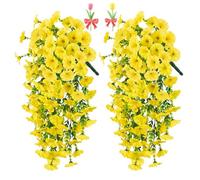 Precise Artificial Hanging Flowers,76cm Realistic Morning Glories for Wall Hanging,for Indoor and Outdoor Homes,Rooms,Gardens,Weddings,Long Corridors and Walls Outside the Door (2, Yellow)