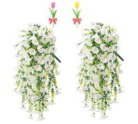 Precise Artificial Hanging Flowers,76cm Realistic Morning Glories for Wall Hanging,for Indoor and Outdoor Homes,Rooms,Gardens,Weddings,Long Corridors and Walls Outside the Door (2, White)