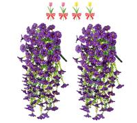Precise Artificial Hanging Flowers,76cm Realistic Morning Glories for Wall Hanging,for Indoor and Outdoor Homes,Rooms,Gardens,Weddings,Long Corridors and Walls Outside the Door (4, Purple)