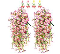 Precise Artificial Hanging Flowers,76cm Realistic Morning Glories for Wall Hanging,for Indoor and Outdoor Homes,Rooms,Gardens,Weddings,Long Corridors and Walls Outside the Door (4, Pink Border)