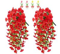 Precise Artificial Hanging Flowers,76cm Realistic Morning Glories for Wall Hanging,for Indoor and Outdoor Homes,Rooms,Gardens,Weddings,Long Corridors and Walls Outside the Door (4, Red)