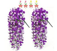Precise Artificial Hanging Flowers,76cm Realistic Morning Glories for Wall Hanging,for Indoor and Outdoor Homes,Rooms,Gardens,Weddings,Long Corridors and Walls Outside the Door (4, Purple white)