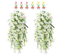 Precise Artificial Hanging Flowers,76cm Realistic Morning Glories for Wall Hanging,for Indoor and Outdoor Homes,Rooms,Gardens,Weddings,Long Corridors and Walls Outside the Door (6, White)