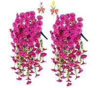 Precise Artificial Hanging Flowers,76cm Realistic Morning Glories for Wall Hanging,for Indoor and Outdoor Homes,Rooms,Gardens,Weddings,Long Corridors and Walls Outside the Door (2, Purple Red)