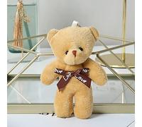 Precise Bear Doll Stuffed Plush with Bow Tie Cute and Lifelike Bear Doll Toy for Valentine's Day for Close Friends and Family, Portable Design (Small big bear light brown 11 * 6cm)