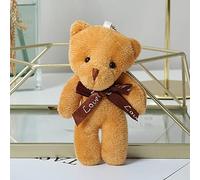 Precise Bear Doll Stuffed Plush with Bow Tie Cute and Lifelike Bear Doll Toy for Valentine's Day for Close Friends and Family, Portable Design (Small big bear dark brown 11 * 6cm)