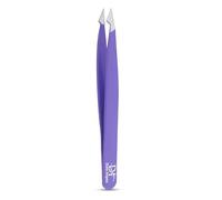 Precise Facial Hair Removal Tweezers Flat Tip Professional Plucking Eyebrow Ingrown Hair, Splinter, Blackhead and Tick Removal Tweezers for Men & Women | Multi Colour (Purple, Angled Tip)
