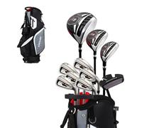 Precise M5 Men's Complete Golf Set Includes Titanium Driver, S.S. Fairway, S.S. Hybrid, S.S. 5-PW Irons, Putter, Stand Bag, 3 H/C's Right Hand (Right Hand Tall Size +1")