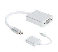 Precise Type-C to VGA Adapter Silver Durable Male to Female Converter for OS X, Compact Design for Business Presentations with Laptops and Projectors