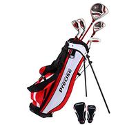 Distinctive Left Handed Junior Golf Club Set for Age 6 to 8 (Height 3'8" to 4'4") Set Includes: Driver (15"), Hybrid Wood (22*), 2 Irons, Putter, Bonus Stand Bag & 2 Headcovers