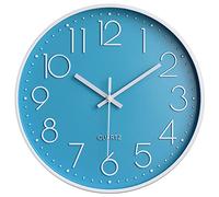 Preciser Lake Blue Vintage Style Non-Ticking Wall Clock, Battery Operated Quartz Analog Silent Movement, Large Decorative 12 Inch Clock with Arabic Numerals