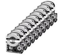 PrecisGear 10PCS SS18KW SS12KW Label Tape 12mm Black On White Compatible With LabelWorks LW-400 LW-700 Label Printer(Blue on White)