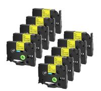 PrecisGear 10PCS Tack Acrylic Adhesive Label Tapes 6mm 9mm 12mm 18mm 24mm Compatible With TZ TZe S231 S631 Black On White Yellow Label Printers(10PK Black on Yellow)