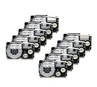 PrecisGear 18mm Compatible With Label Tape XR18WE Printer Ribbon CWL300 KL120 KL430 KL750 Label Maker Mixed Colors(10PK Black on White)