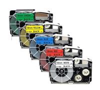 PrecisGear 18mm Compatible With Label Tape XR18WE Printer Ribbon CWL300 KL120 KL430 KL750 Label Maker Mixed Colors(5PK Mixed Color)