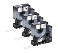 PrecisGear 3-10PK Flexible Nylon Labels Compatible With S0718100 S0718080 For A18488 A18490 12 19mm Tape(3PK Black on White)