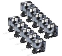 PrecisGear 3-10PK Flexible Nylon Labels Compatible With S0718100 S0718080 For A18488 A18490 12 19mm Tape(10PK Black on White)